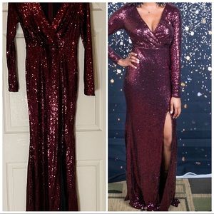 Red Sequin floor-length dress